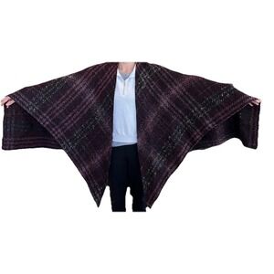 Saldarini 1882 Italy Boucle Wool Blend Poncho Wrap Shawl 71x72 Oversized